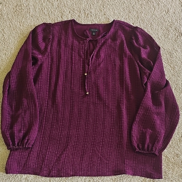Ann Taylor Red and Purple Blouse with Relaxed Buttoned Style - Picture 1 of 5